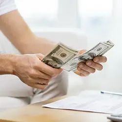 A man counting money